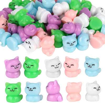 50 Pcs Mini Resin Cats, Miniature Cat Figurines, Cute Small Cat Figures, Tiny Re
