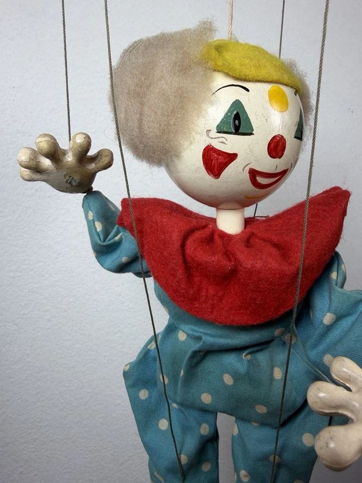 Винтаж 1950-х Pelham кукла клоун марионетка Junior диапазон без коробки - Изображение 3 из 4