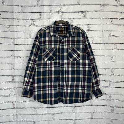 C.E. Schmidt Workwear Plaid Button Down Shirt Red Blue Heavy Duty Durable Large