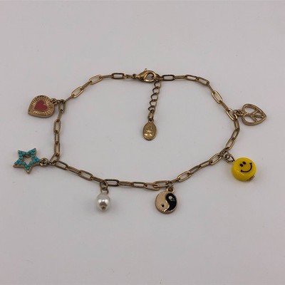 Accessoire Fußkettchen Charm Perlen Bronzefarben Festival Strand Surf Fußkettchen