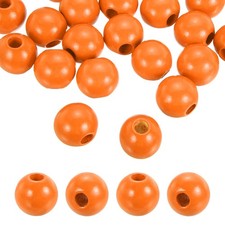 25pcs 30mm Orange Natural Wood Beads with 10mm Hole Round Wooden Spacer Ball