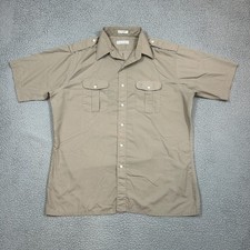 Vtg Christian Dior Shirt Mens Large Tan Button Down Casual Minimalist Coastal