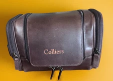 Mark and Graham Graham Leather Hanging Toiletry Bag Camel Brown Monogrammed 