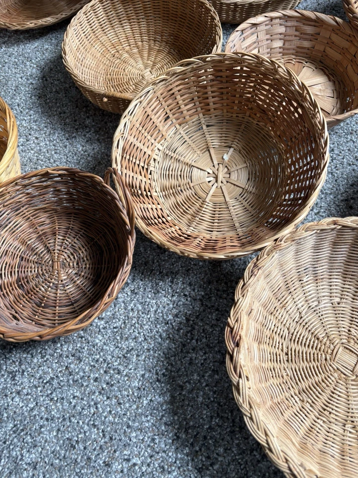 Lot Of 23 Wicker Baskets Boho Home Decor - Image 2 of 4