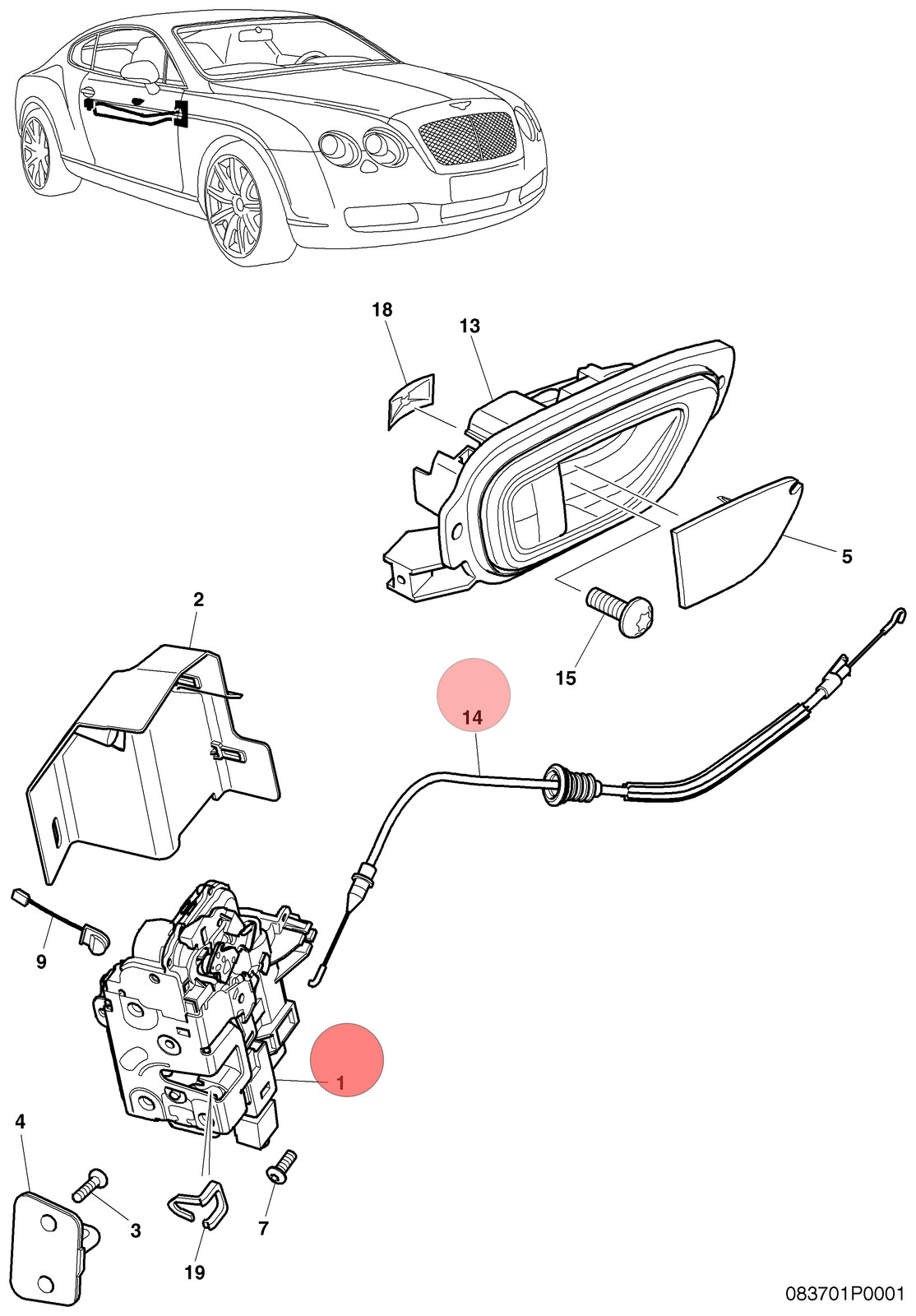04-11 BENTLEY CONTINENTAL GT GTC LEFT DRIVER SIDE DOOR LOCK LATCH ACTUATOR OEM