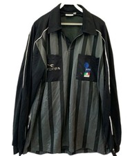 Vtg Diadora FIGC Italian Football Referee Jersey Long Sleeve Mens XL Black#229