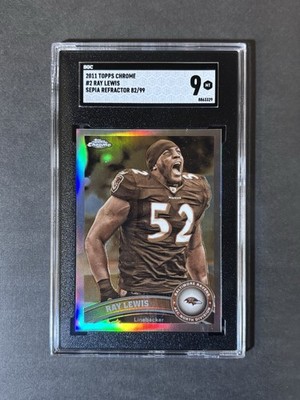 Topps Chrome 2011 Ray Lewis Sepia Refractor /99 - #2 - Baltimore Ravens