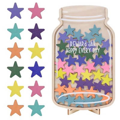 Tabella Delle Routine Quotidiane In Legno Per Bambini – Con Barattolo E 30 Stelle – Sistema Di Ricompensa