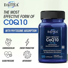CoQ10 100 mg 120 Capsules Energy Support Heart Health Dairy Free No Caffine 