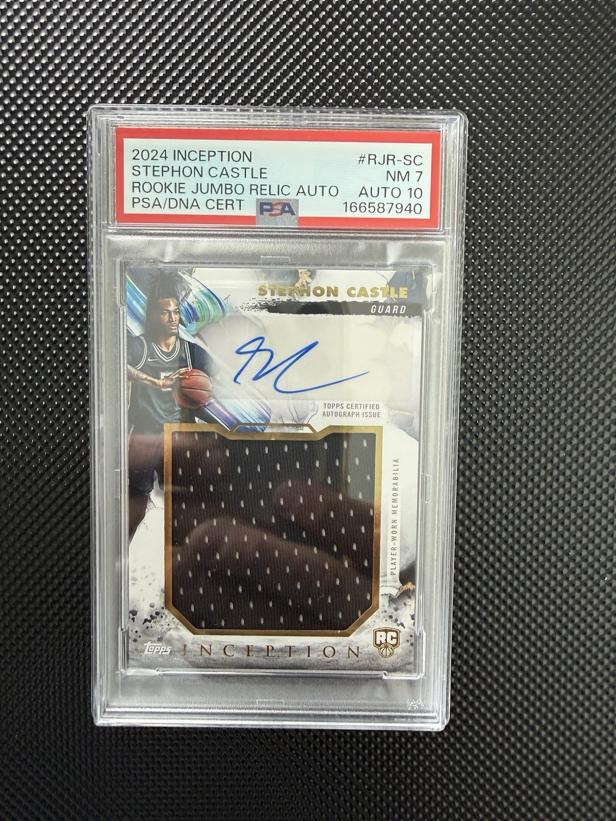 2024-25 Topps Inception Stephon Castle Rookie Jumbo Relic Auto PSA 7/Auto 10