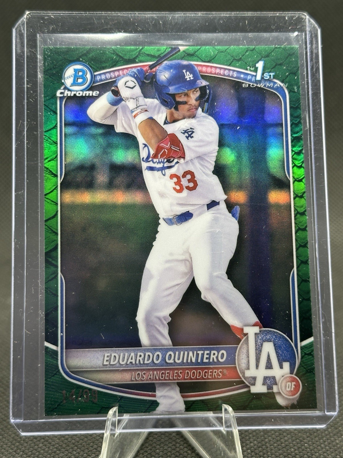 Eduardo Quintero 2025 Bowman 1st Chrome Green Reptilian #’d/99 Dodgers Prospect