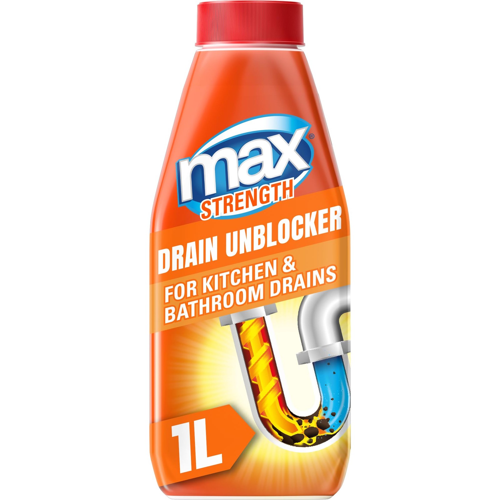 Max Strength Drain Unblocker 1L - Heavy Duty Sink, Shower, Plughole 1 x