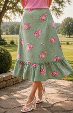 Ralph Lauren Skirt Size 12 Floral 100 Cotton With Cotton Lining 32 Waist Polo