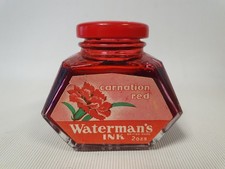 Vintage Waterman's 2oz Carnation Red Ink Bottle Unopened