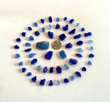 Beach Sea Glass Cobalt, Cornflower 50 Pieces Craft Quality Genuine Surf-tumbled