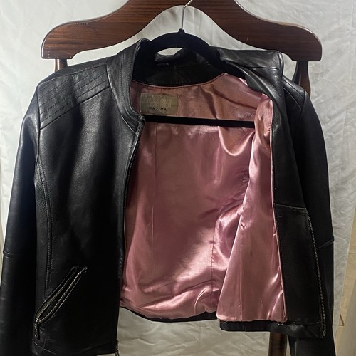 Giacca donna pelle Small Wilson nera Maxima Biker classica, strappo @ tasca - Foto 5 di 6