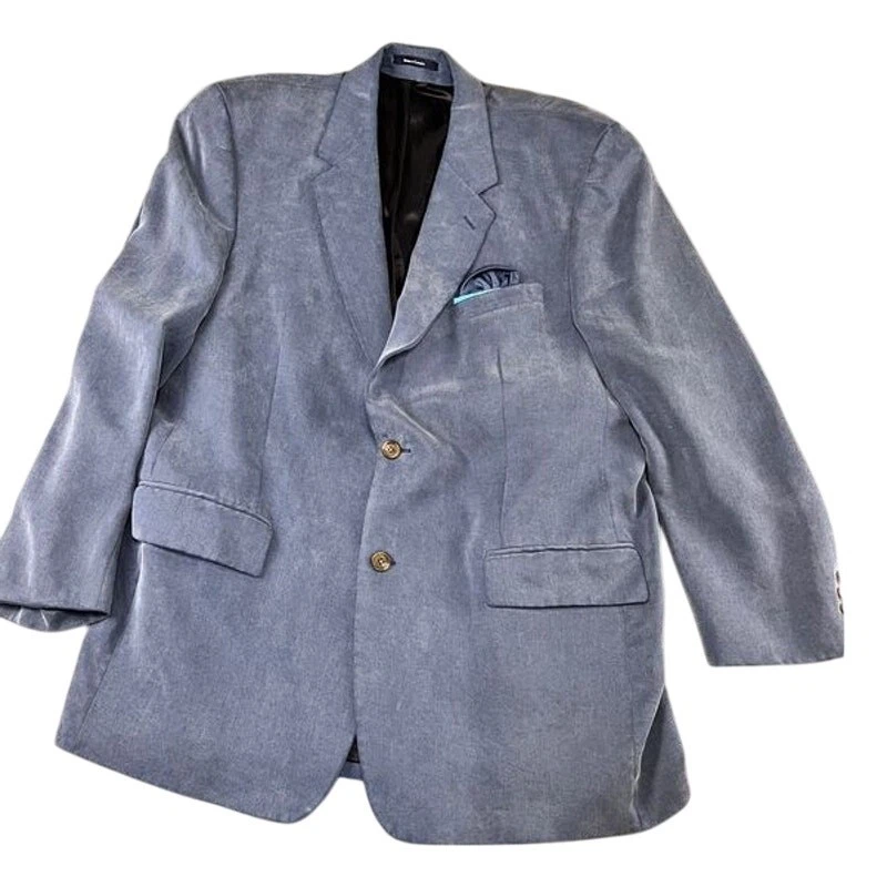Mens Blazer Blue Ralph Lauaen Suedelike Size 48 long EUC