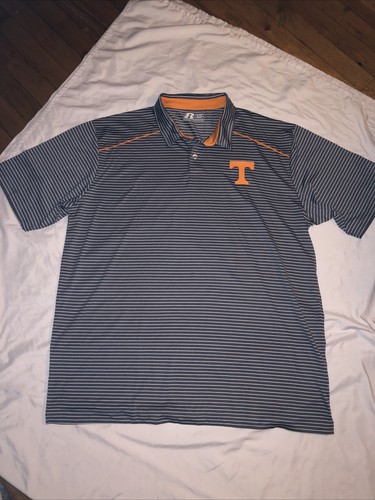 Russell Athletic, Russell Tennessee Volunteers Polo Shirt Mens XL Gray Striped