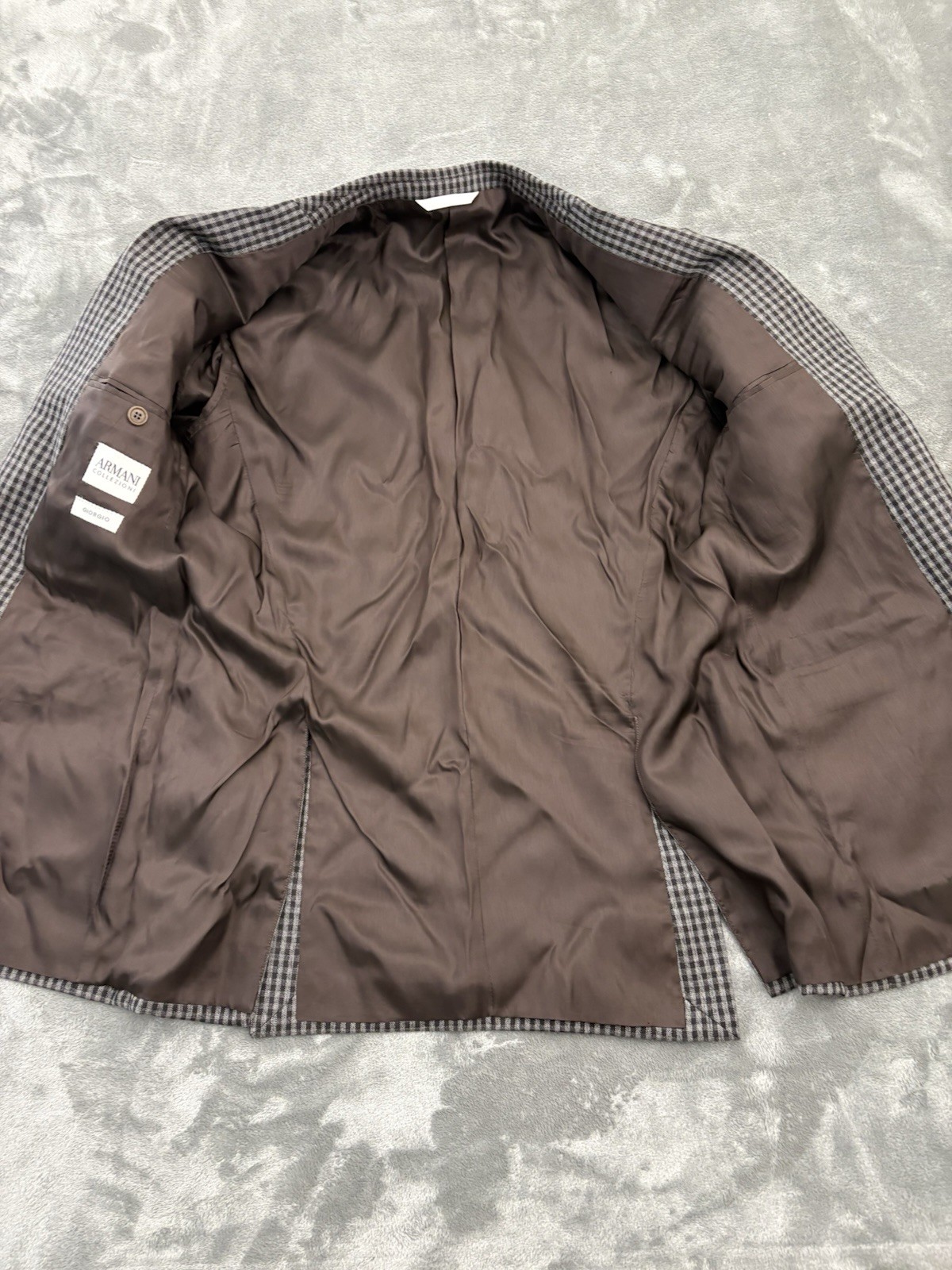 Armani Collezioni Giorgio Jacket Mens 38R Check Dark Brown Blazer 2 Button image 10