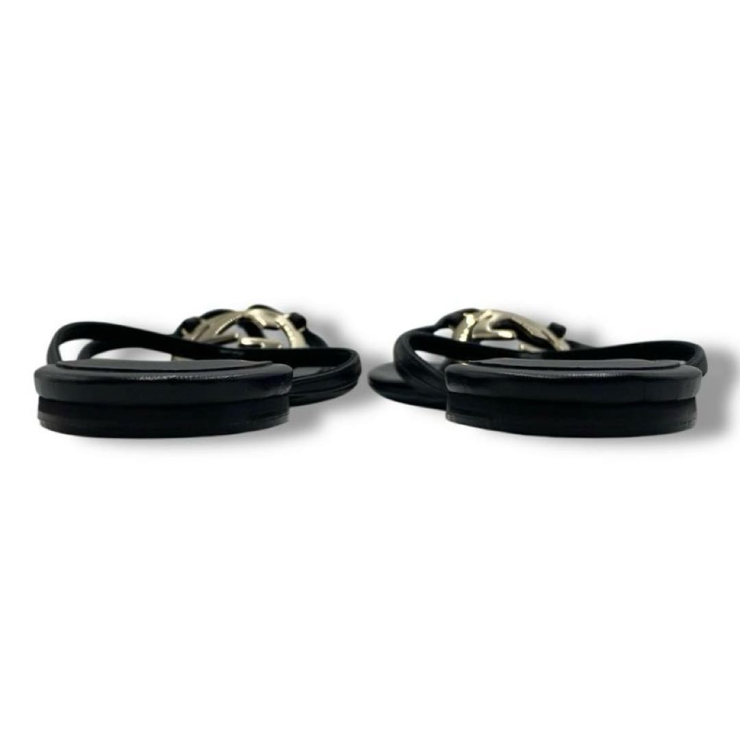 Gucci Thong Sandals Black Leather With Logo Size 35.5 US About5.5 For Women thumbnail 19