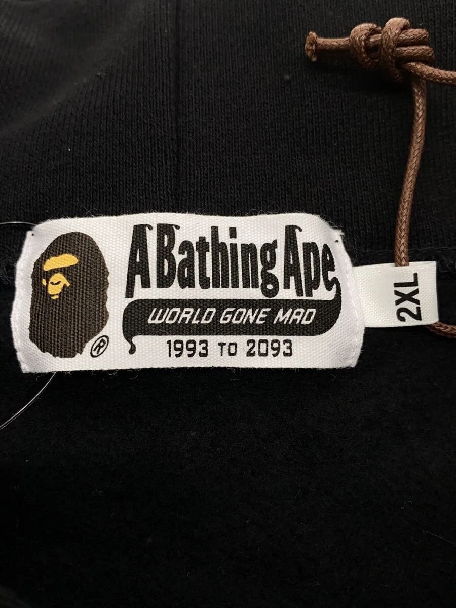 A BATHING APE (BAPE) Felpa con cappuccio pullover A BATHING APE XXL Cotone BLK Solida 001PPK301004M usata