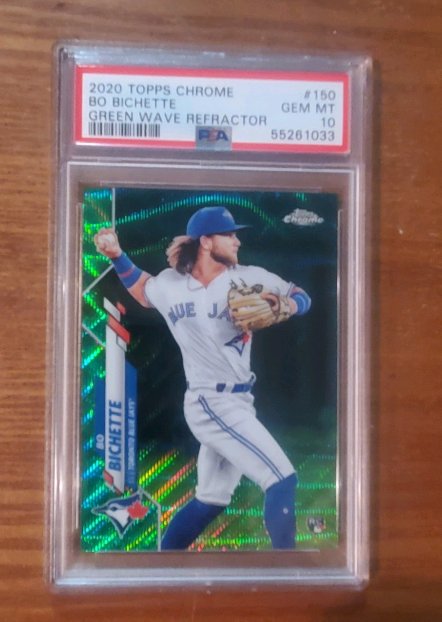 2020 Topps Chrome #150  Bo Bichette  Green Wave Refr. White Jersey /99 (RC)