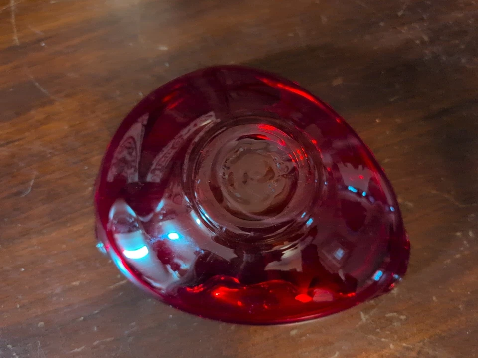 Vintage MCM Art Glass Ashtray Ruby Red 5x6.5" - Image 3 of 3