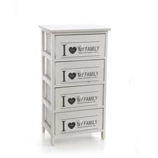 CASSETTIERA IN LEGNO DECORATA CON 4 CASSETTI COLORE BIANCO 40 X 29 X 73 CM