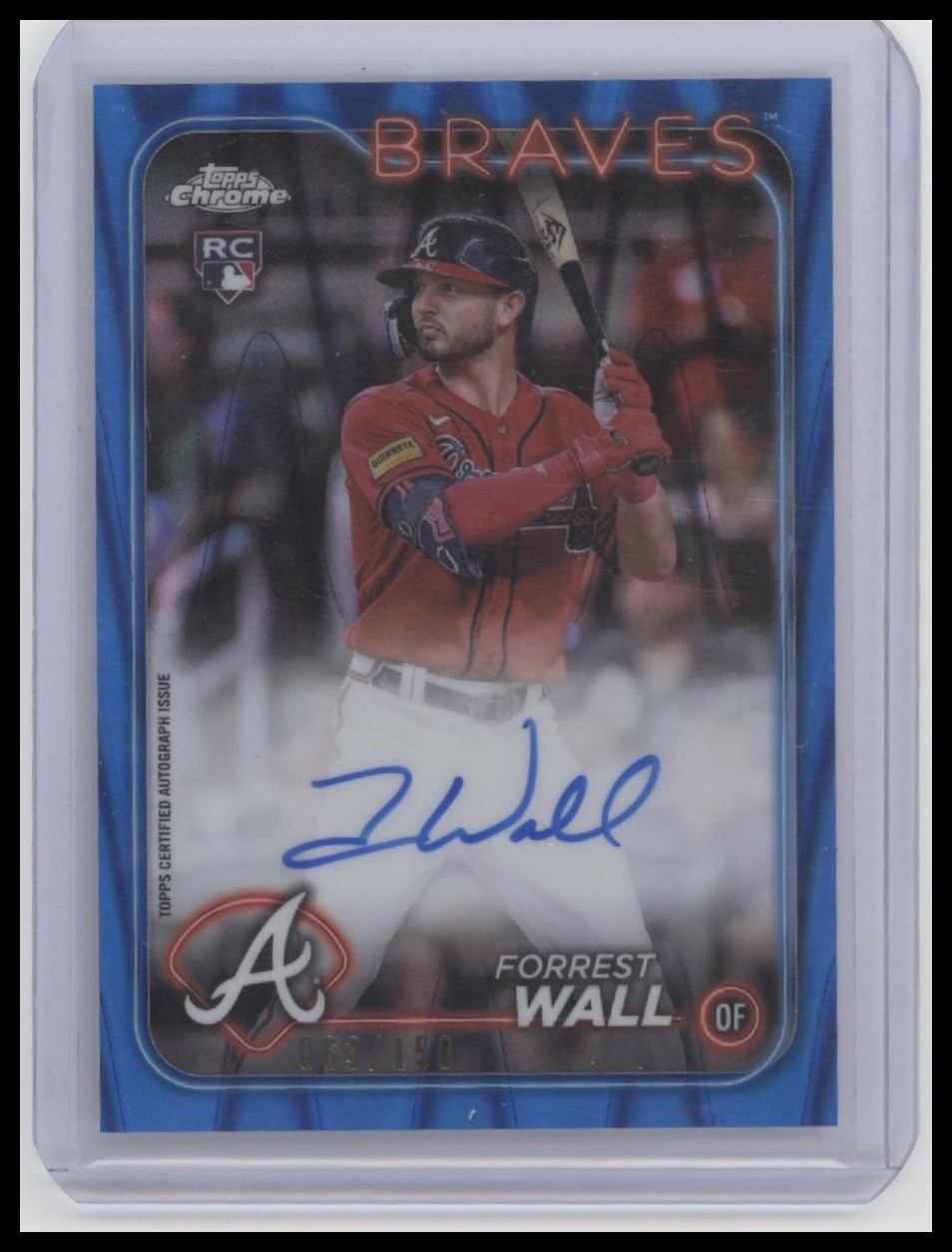 2024 Topps Chrome #RA-FW Forrest Wall Rookie Autographs Blue Refractor #/150