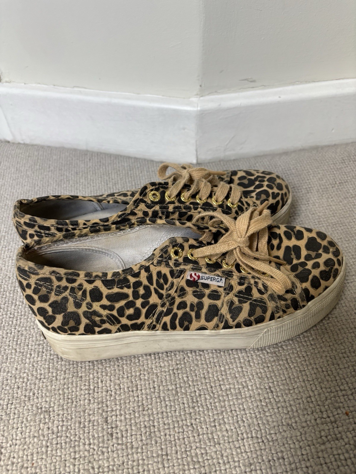 Superga Leopard Print Flatform Platform Trainers … - image 4