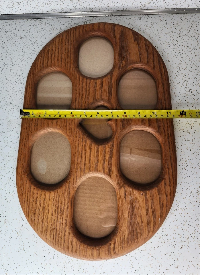 Vintage Wood 7 Openings Heart Picture Frame Collage Brown 18x11 Hand Carved - Image 4 of 4