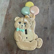 Vintage Ceramic Teddy Bear W/ Balloons Nursery Light Switch Cover Height 10.75  