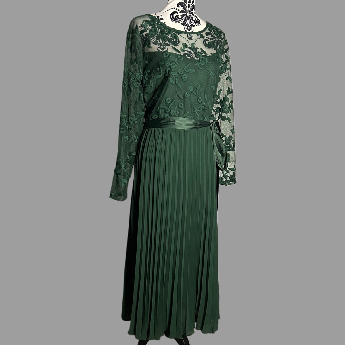 Coast Forest Green Lace Pleated Midi Dress Size 24 Wedding Races Evening  BNWT | eBay