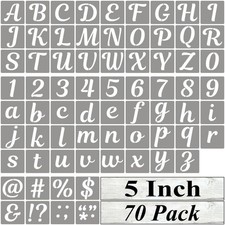 5 Inch Letter Stencils for Painting - 70 Pack Alphabet Letter and Number Sten...