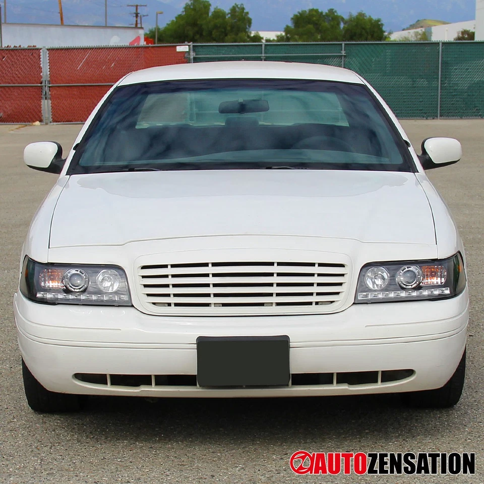 Fits 1998-2011 Ford Crown Victoria Black LED Strip Projector Headlights Lamps Foto 3 de 4