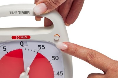 Time Timer PLUS Zeitmesser weiß 60 Minuten Kurzzeitwecker mit Stop Taste