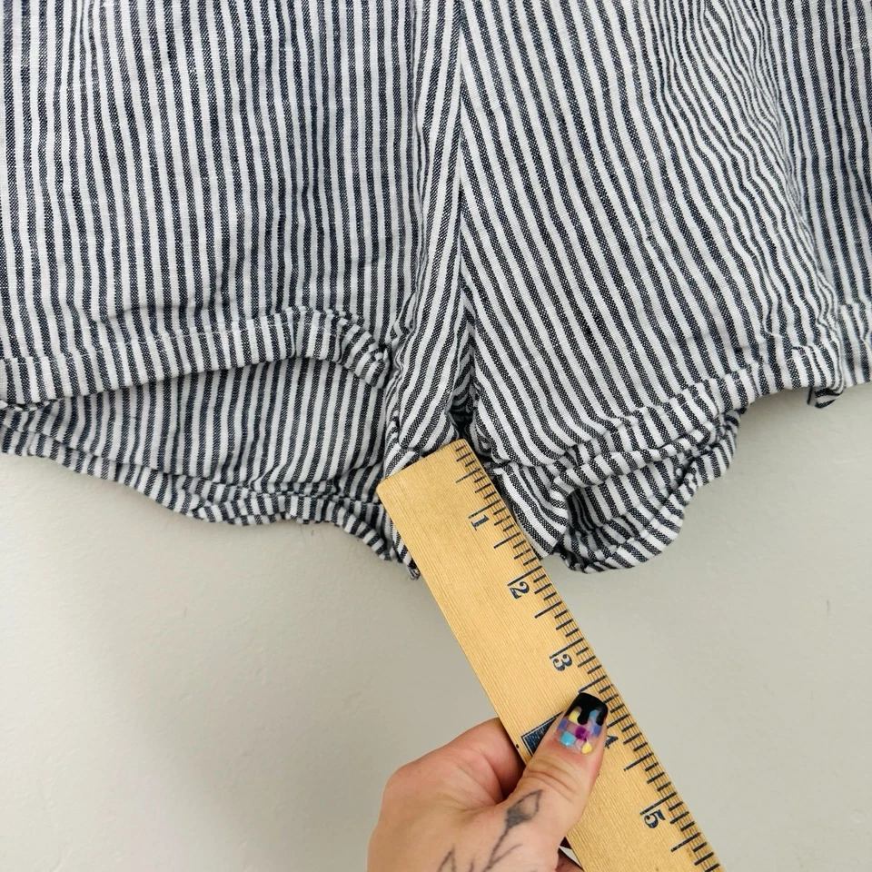 Pantalones Cortos Alex Crane de Lino a Rayas Blanco y Negro Niñas Talla L Foto 4 de 4