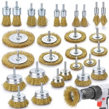 Wire Brush for Drill - 28 PCS Brass Wire Wheel Set, Drill Wire Brush for Dril...