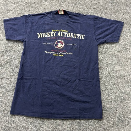 Disney T-Shirt Mens Size L Navy Blue Mickey Authentic Graphic Cotton USA Made