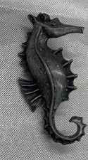 Seahorse Brooch Silver Tone Textured Marine Ocean Boat ship Beach