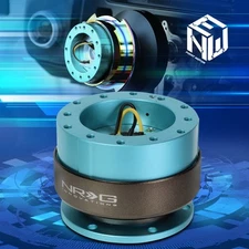 NRG Aluminum Steering Wheel Quick Release Gen 2.0 Minty Fresh With Titanium Ring