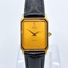SEIKO Exceline 1221-5770 Gold Dial Rectangular Quartz Vintage Women's Watch