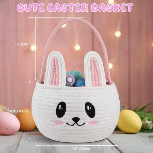Easter Baskets for Kids, Easter Bunny Basket with Handle, Personalized Easter... - Picture 5 of 9