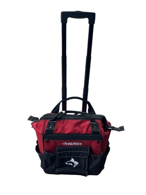 #ad Husky Rolling Tool Bag 14” Weatherproof Zippered Top Polyester Stains $40.00