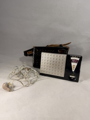 Vintage NEC NT-620 6 Transistor Radio w/ Leather Case & Earphone Japan Tested