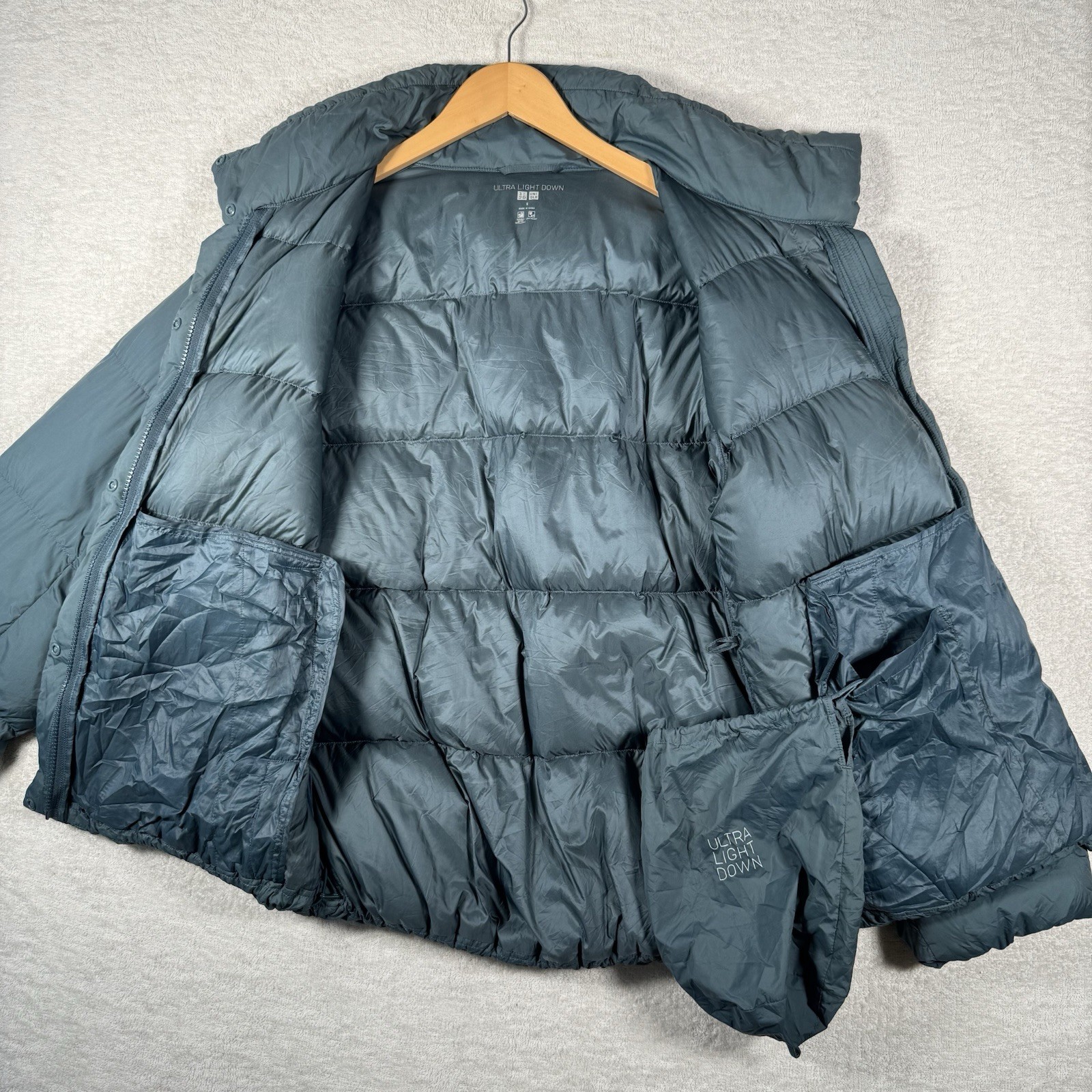 Uniqlo Powder Soft Down Jacket Womens Small Blue Puffer Nano Design Packable image 4