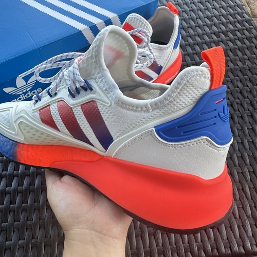 Adidas ZX 2K Boost J White Solar Red Kid's Athletic Shoes FX9519 Size 6.5 - Picture 10 of 16