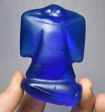 7.5CM Old Chinese Natural Blue Crystal Carving fly bird Cicada Amulet Pendant