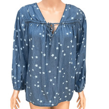 Blusa Top Cato Estampado Estrella Estilo Campesino Cambray Talla 18/20W