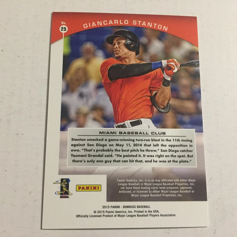 2015 Donruss MLB Miami Marlins Giancarlo Stanton VIP Reserved Card No. 03 / 99 - Image 3 of 3